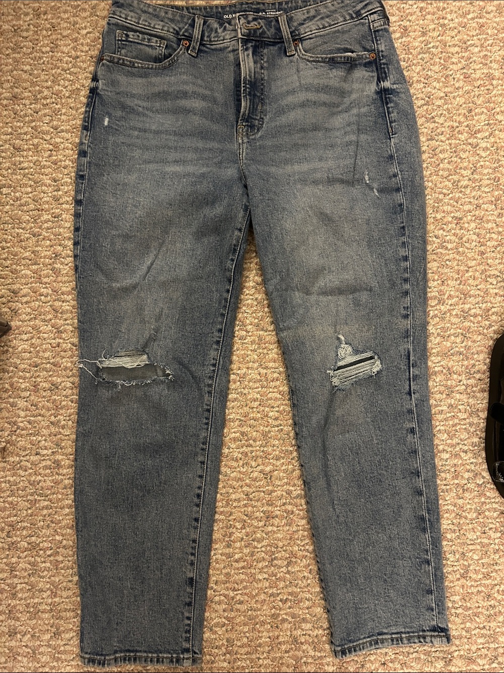 Old Navy Women's Boyfriend Distressed Jeans - Medium Blue Wash